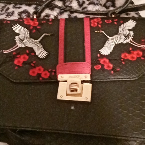 Aldo Handbags - ALDO Theang crossbody bag structured handbag with bird appliqué black red purse